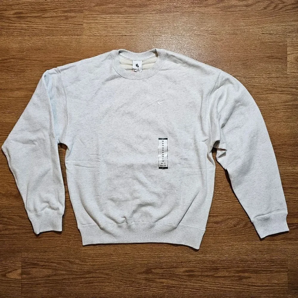 Nike Solo Swoosh Crewneck Sweatshirt Heather Grey XS Unisex Fleece DX1361-051 LE - Picture 13 of 13